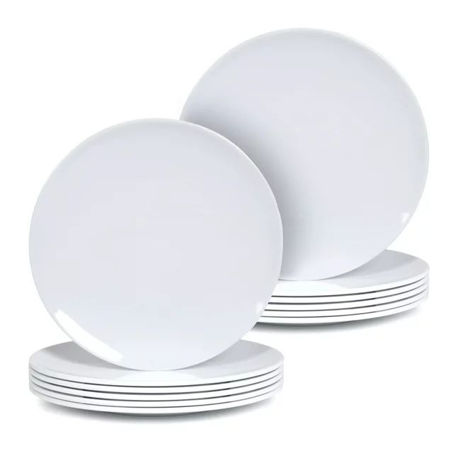 Melamine Dinner Plates - 12pcs 8inch Dinnerware Dishes Set for Indoor and Outdoor Use, Break-resi... | Walmart (US)