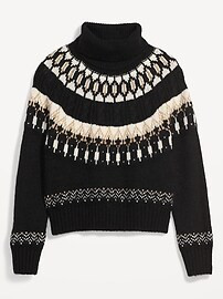 Cozy Fair Isle Cable-Knit Turtleneck Sweater for Women | Old Navy (US)