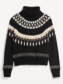Cozy Fair Isle Cable-Knit Turtleneck Sweater for Women | Old Navy (US)