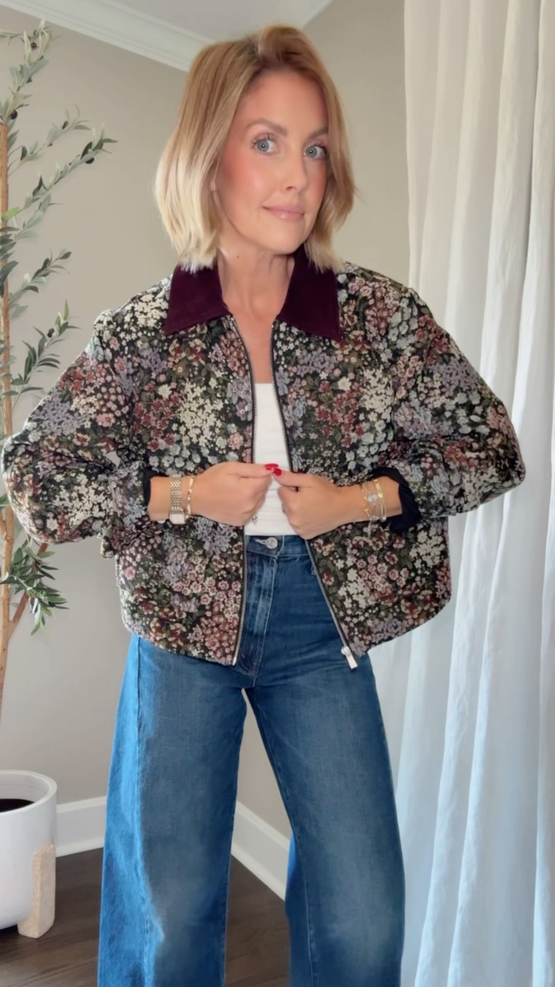 XS jacket / XS tank / 24 jeans (I sized down one)

#LTKootd #LTKOver40 #LTKPetite