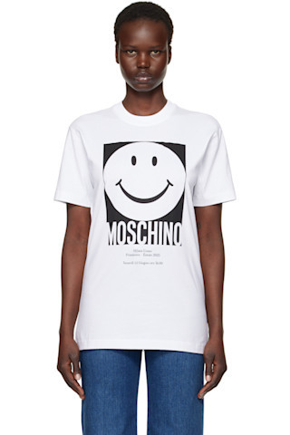 Moschino - White Smiley T-shirt | SSENSE