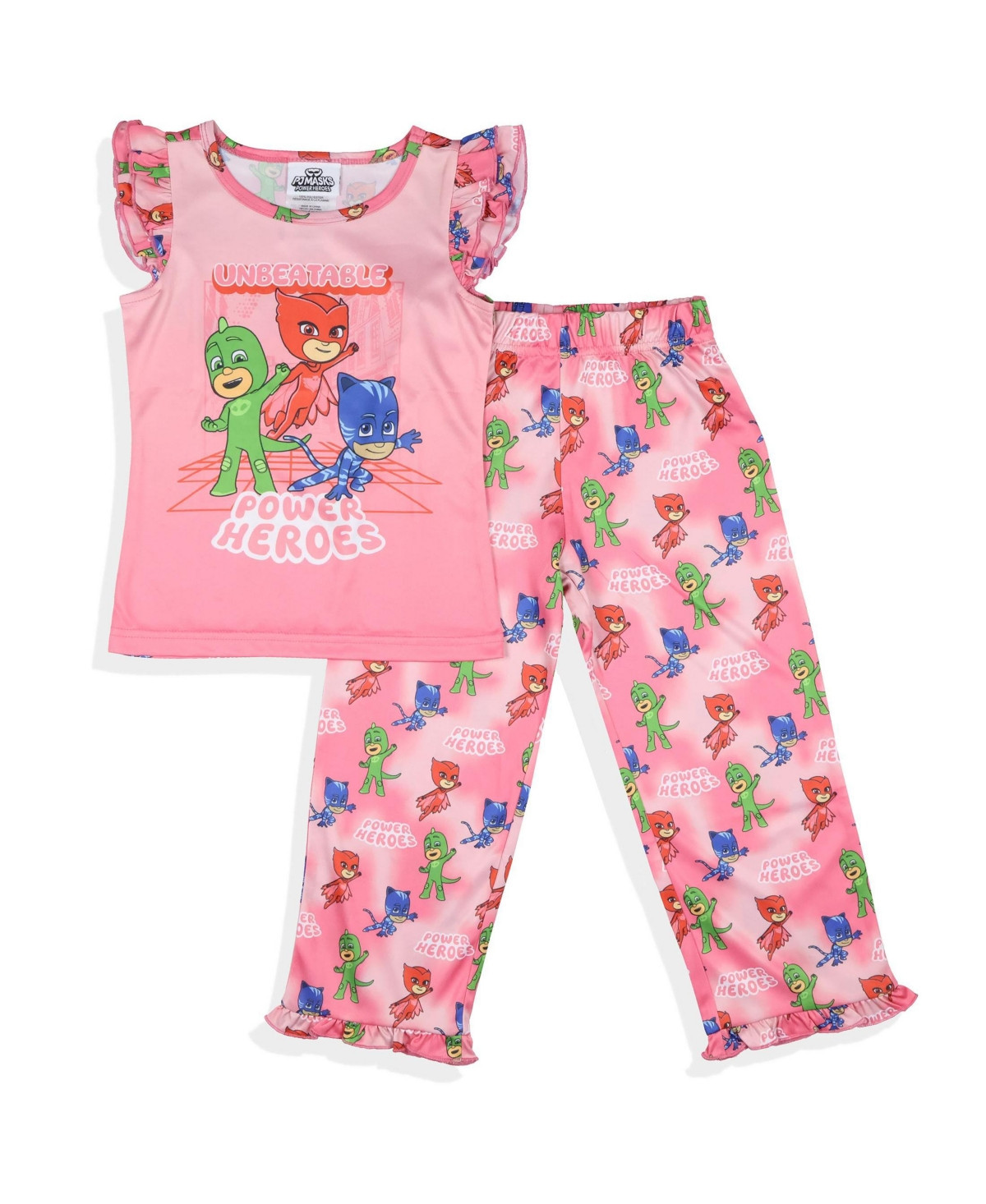 Pj Masks Little Girls Gekko Catboy Power Heroes Ruffle 2-Piece Pajama Set Sleepwear | Macy's
