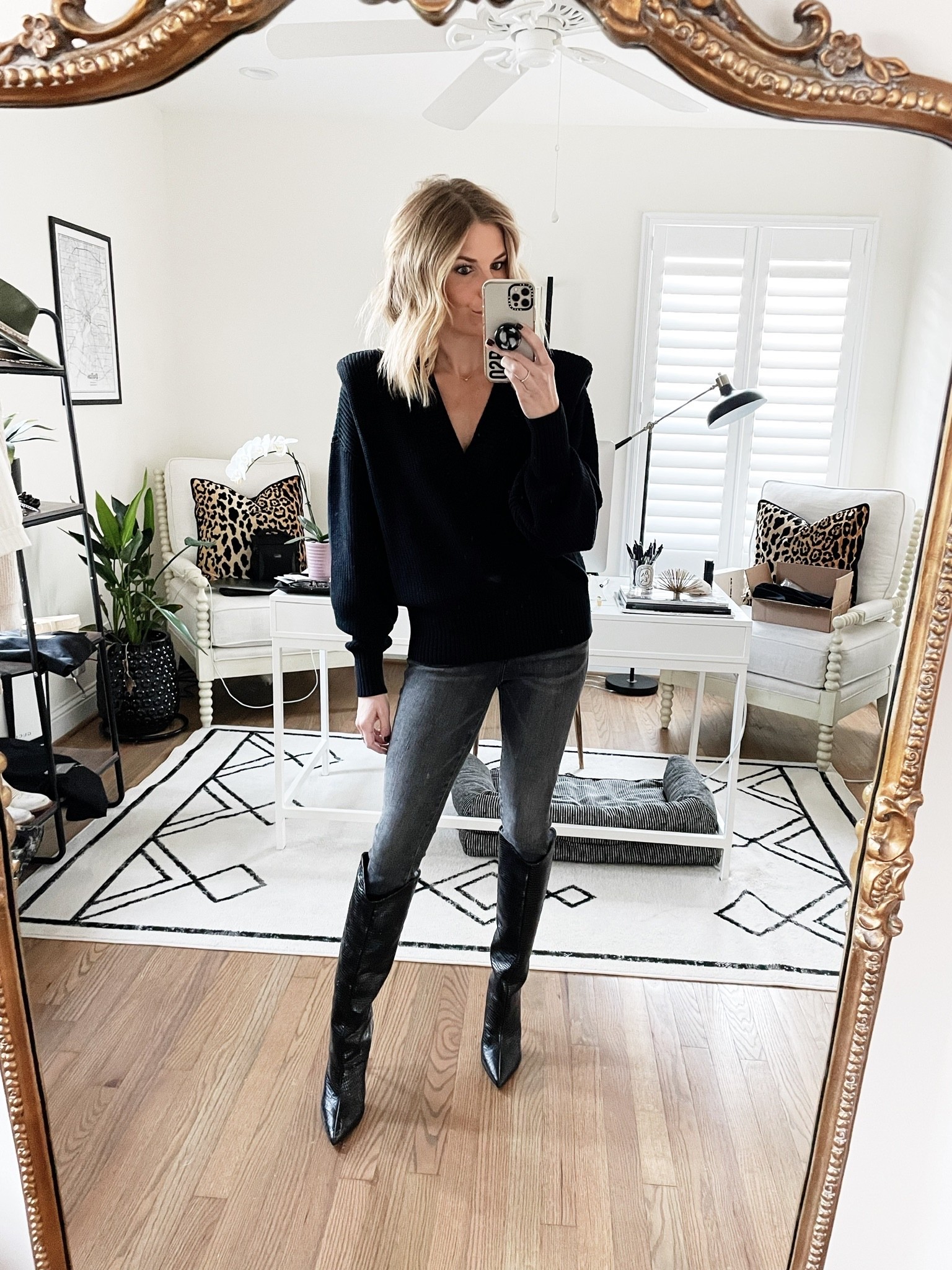 Shoulder pad sweater with jeans and boots 

#LTKshoecrush #LTKSeasonal #LTKstyletip