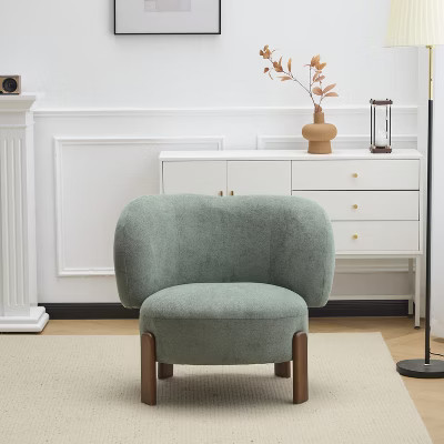Christopher Knight Home Zoe Mid-Century Modern Upholstered Wingback Armless Chair, Green | Target