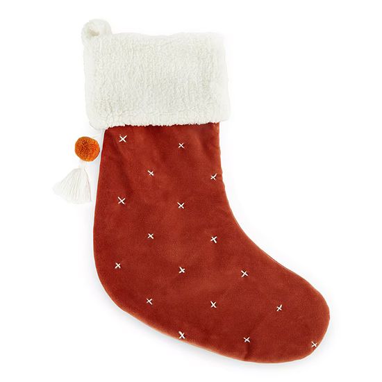 North Pole Trading Co. 20" Terracotta Velvet Embroidered Christmas Stocking | JCPenney