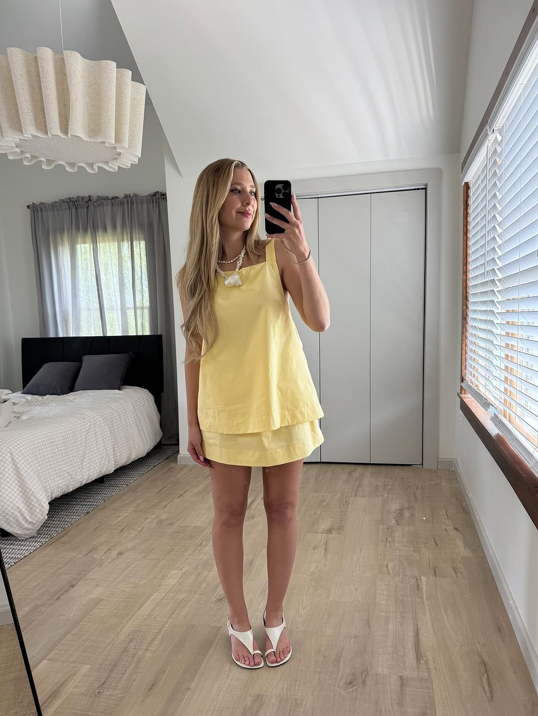 Sunshine ready. This vibrant butter-yellow mini set is perfectly accessorized with a statement shell necklace and sleek white sandals for the ultimate summer glow. #SummerSet #YellowAesthetic #LTKholiday 

 #LTKdayinmylife #LTKgrwm #LTKootd