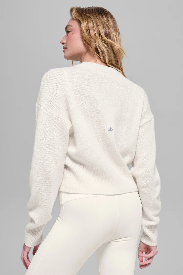 Wool Cashmere Cropped New Class Crewneck Sweater | Alo Yoga