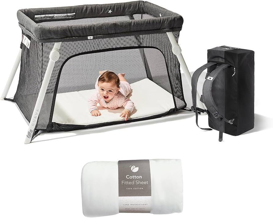 Guava Lotus Travel Crib Bundle with Cotton Sheet & Mattress | Play Yard with Lightweight Backpack... | Amazon (US)