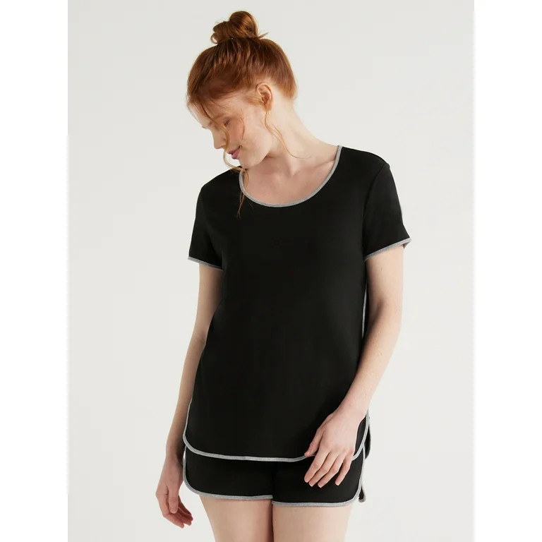 Joyspun Women's Cotton Blend T-Shirt and Shorts Pajama Set, 2-Piece, Sizes S to 3X | Walmart (US)