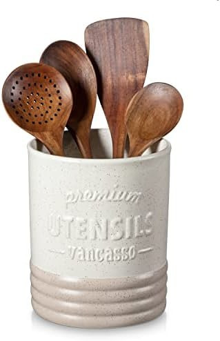 vancasso Utensil Holder, 7.2" Large Utensil Crock for Kitchen Counter, Ceramic Utensil Crock Storage | Amazon (US)