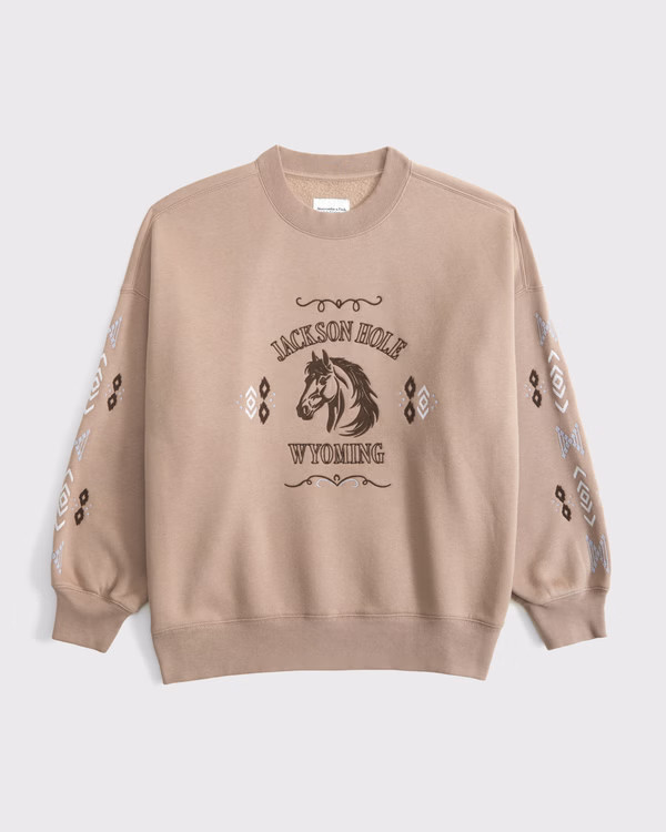 Women's Wyoming Oversized Sunday Crew | Women's Tops | Abercrombie.com | Abercrombie & Fitch (US)