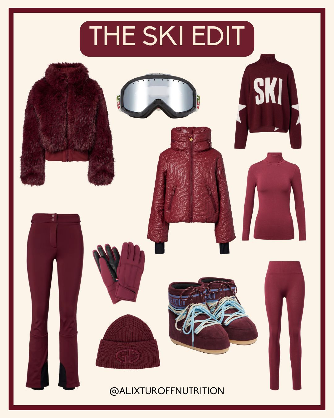 The burgundy ski edit
#apresski 

 #LTKSeasonal #LTKActive #LTKTravel