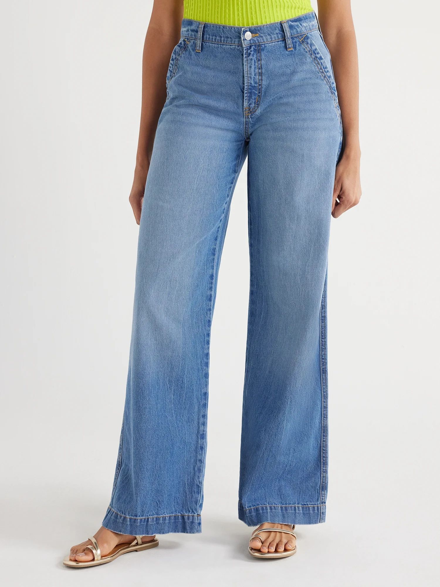 Scoop Women’s Slouchy Wide Leg Jeans, Sizes 0-18 | Walmart (US)