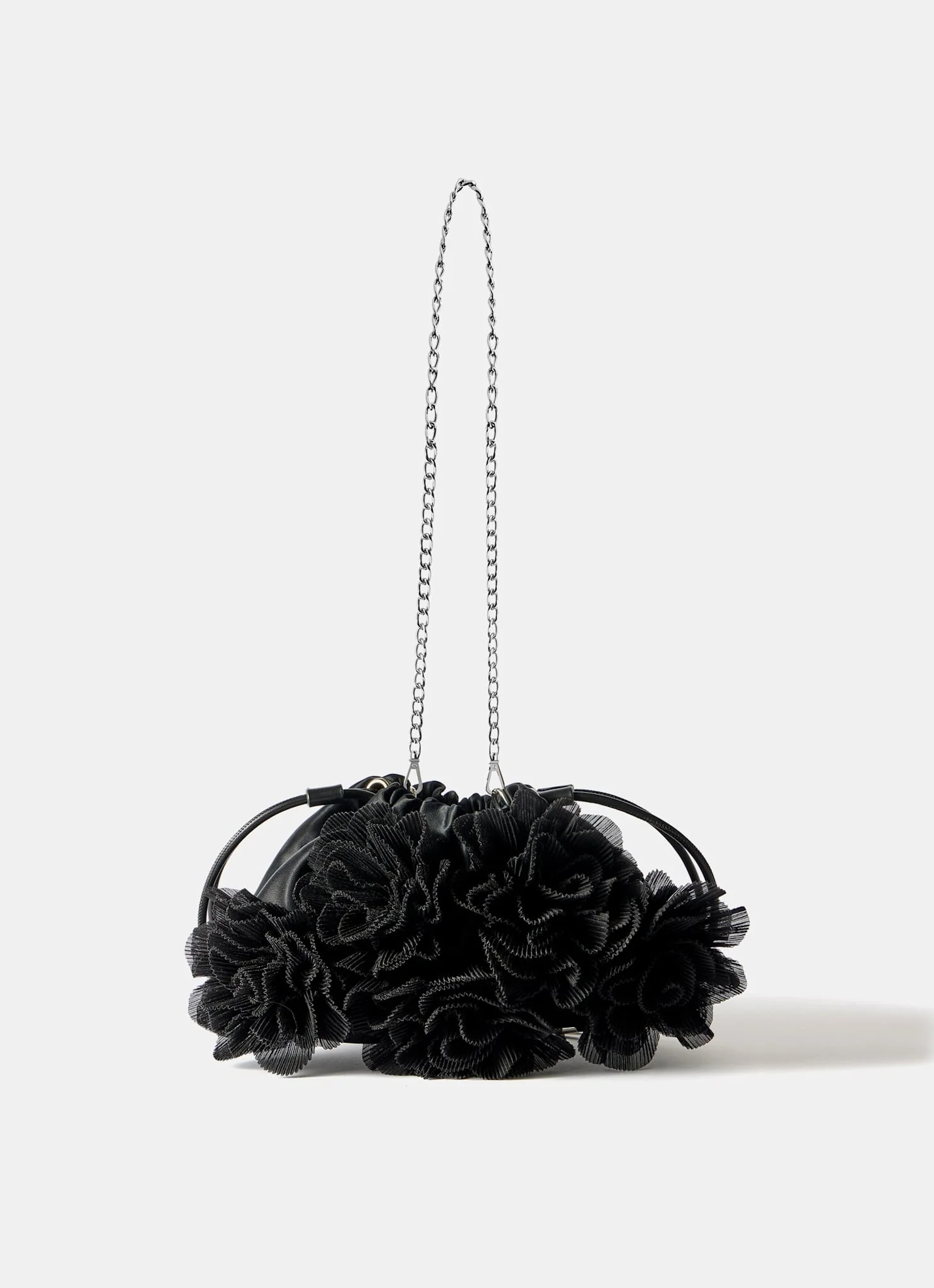 Raya Black Floral Drawstring Bag | Mint Velvet