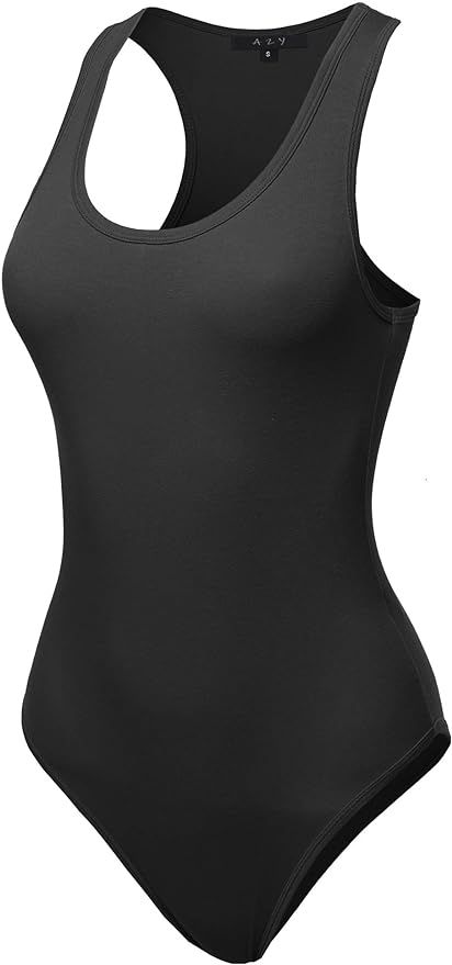 A2Y Women's Fashion Basic Premium Cotton Racerback Sleeveless Tank Body Suit | Amazon (US)