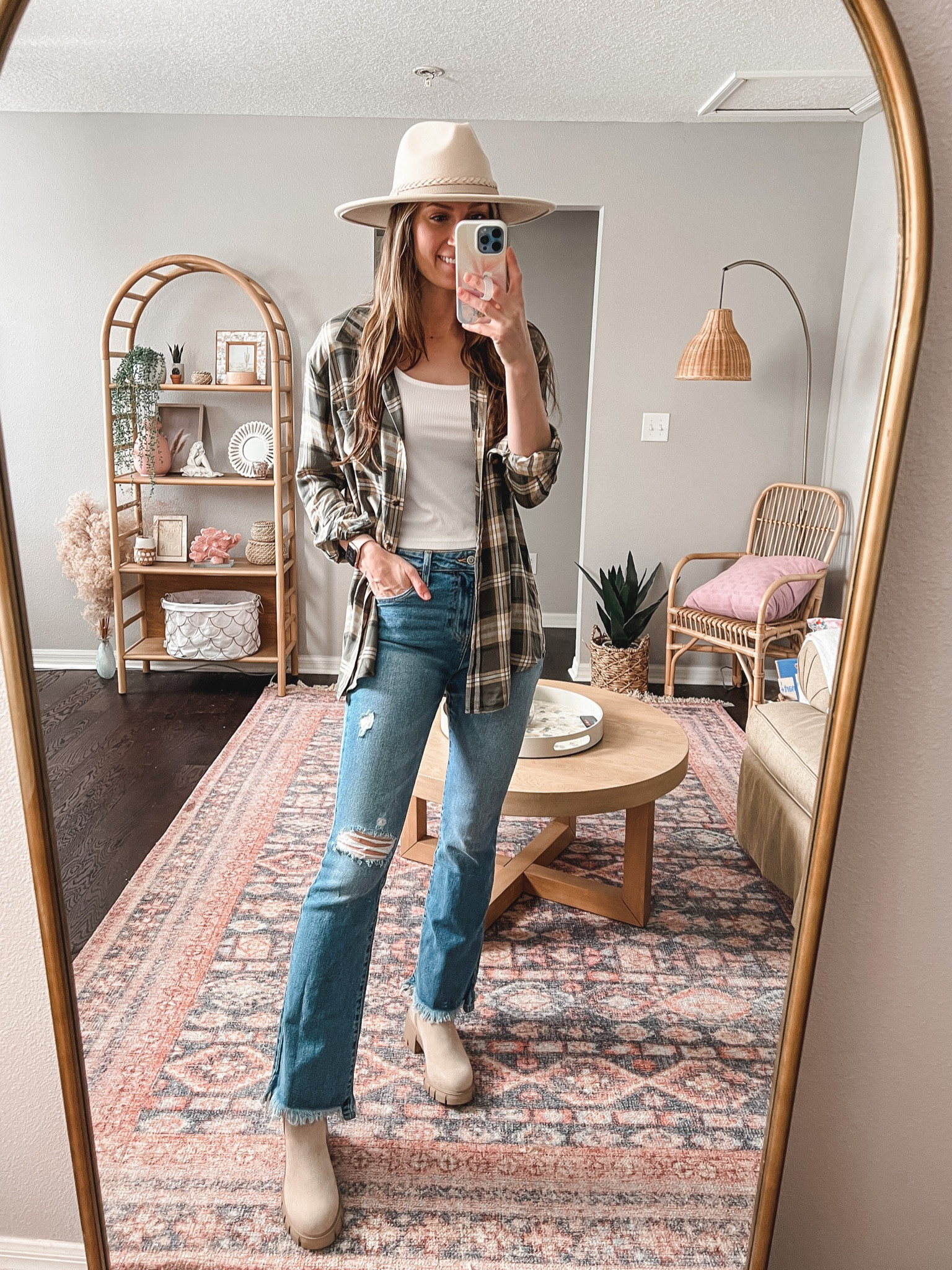 This Walmart plaid button up was finally restocked!! It’s a must have!!

Sizing:
Flannel- xl, I sized up so I can wear it with leggings but it fits tts
Jean- 5, I’m normally a 2 in womens. 
Boots- 8, I sized down since they don’t come in half sizes. I’m normally an 8.5

#LTKSeasonal #LTKunder50 #LTKstyletip