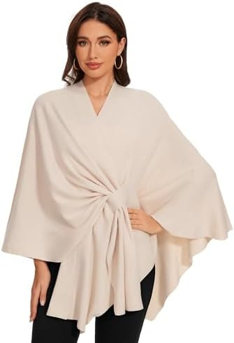 Cross Front Shawl Wraps for Women Soft Warm Wedding Travel Shawls Poncho Sweater Cape | Amazon (US)
