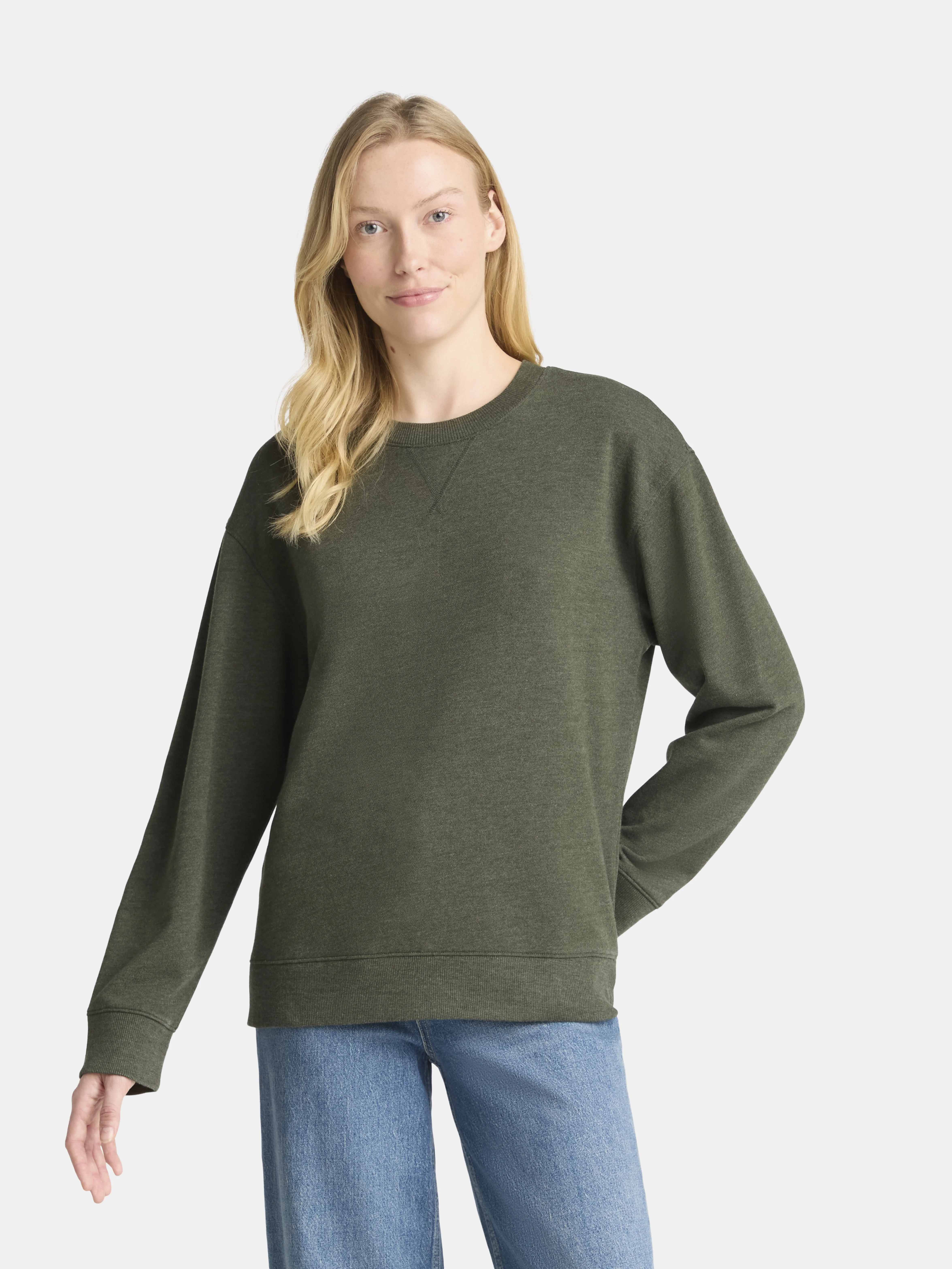 Time and Tru Women's and Women's Plus Crewneck Sweatshirt with Long Sleeves, Sizes XS-4X | Walmart (US)