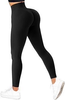 SUUKSESS Women Ribbed Seamless Leggings High Waisted Workout Gym Yoga Pants | Amazon (US)