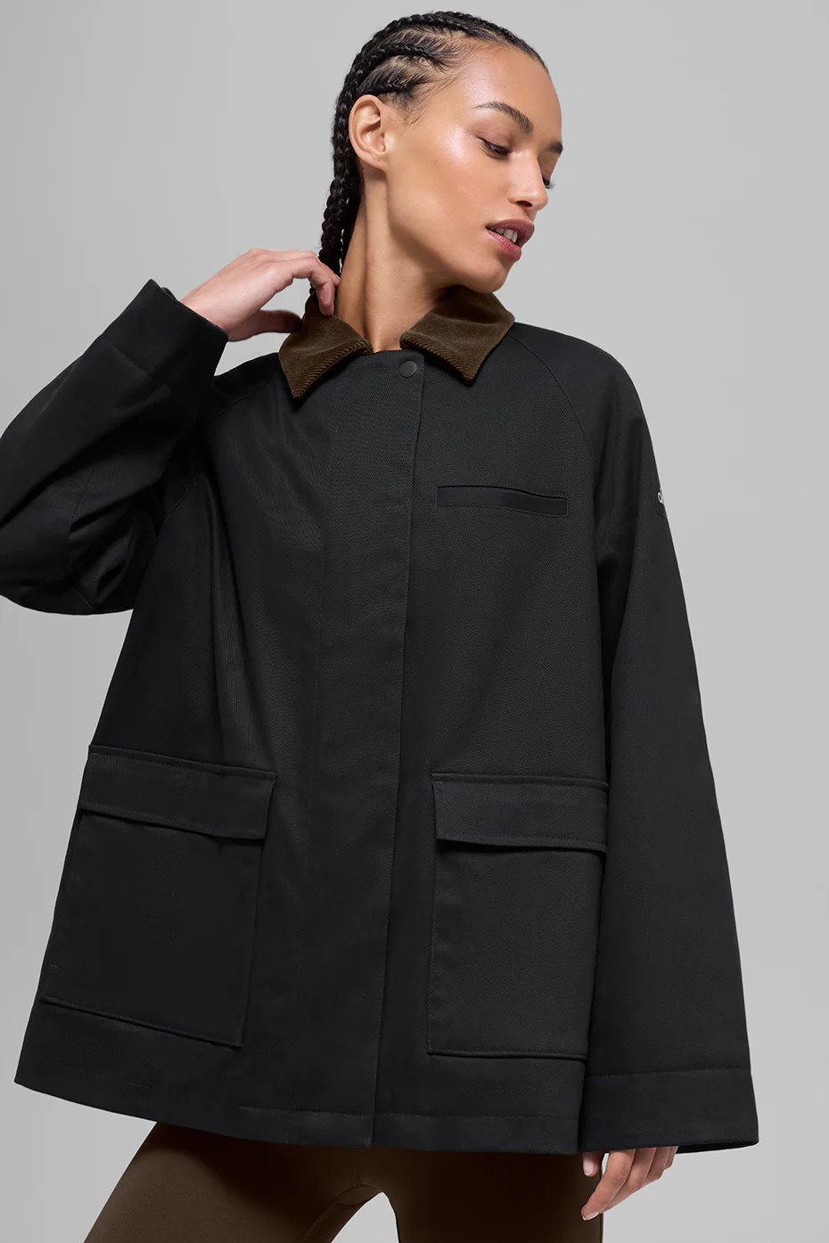 ALO | Twill Barn Jacket in Black/Espresso, Size: 2XS | Alo Yoga (US)