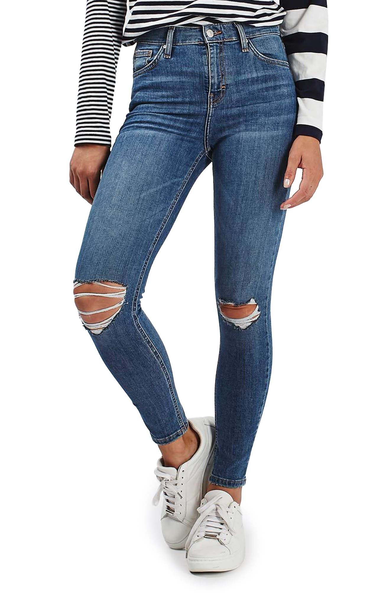 Moto Jamie Ripped High Rise Ankle Skinny Jeans | Nordstrom