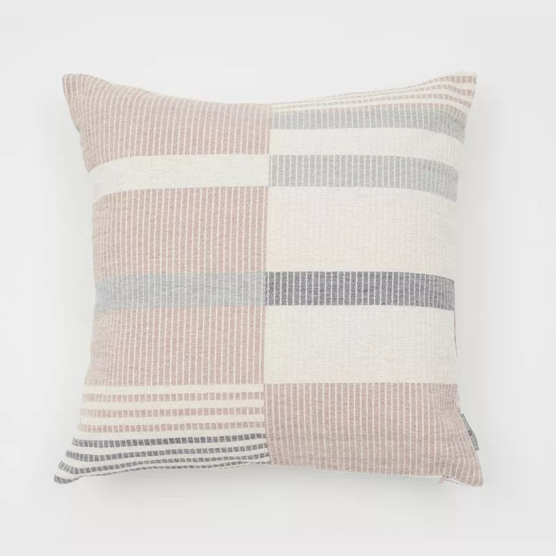 18"x18" Olov Striped Chenille Woven Square Throw Pillow - Evergrace | Target