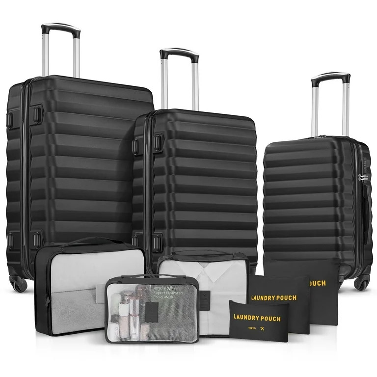 9 Piece Luggage Sets, Hard 20 24 28 inch Luggage with 6 Pieces Organize Bags Travel Suitcases Set... | Walmart (US)