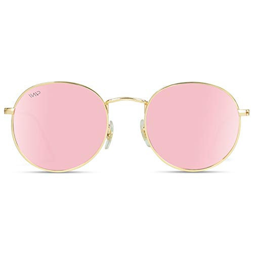Amazon.com: WearMe Pro - Reflective Lens Round Trendy Sunglasses (Gold Frame/Black Lens, 51) : Cl... | Amazon (US)