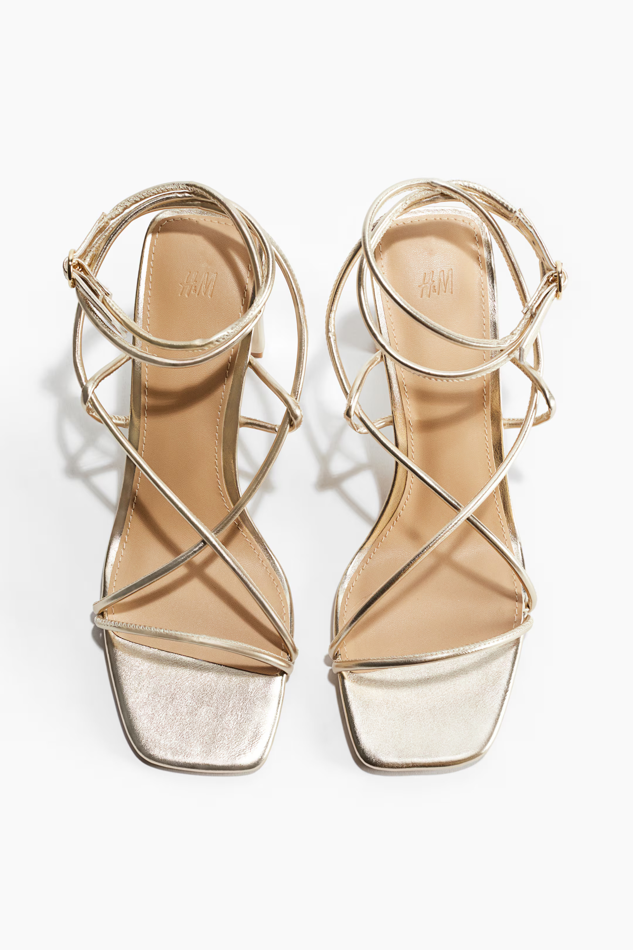 Heeled Strappy Sandals - Gold-colored - Ladies | H&M US | H&M (US + CA)
