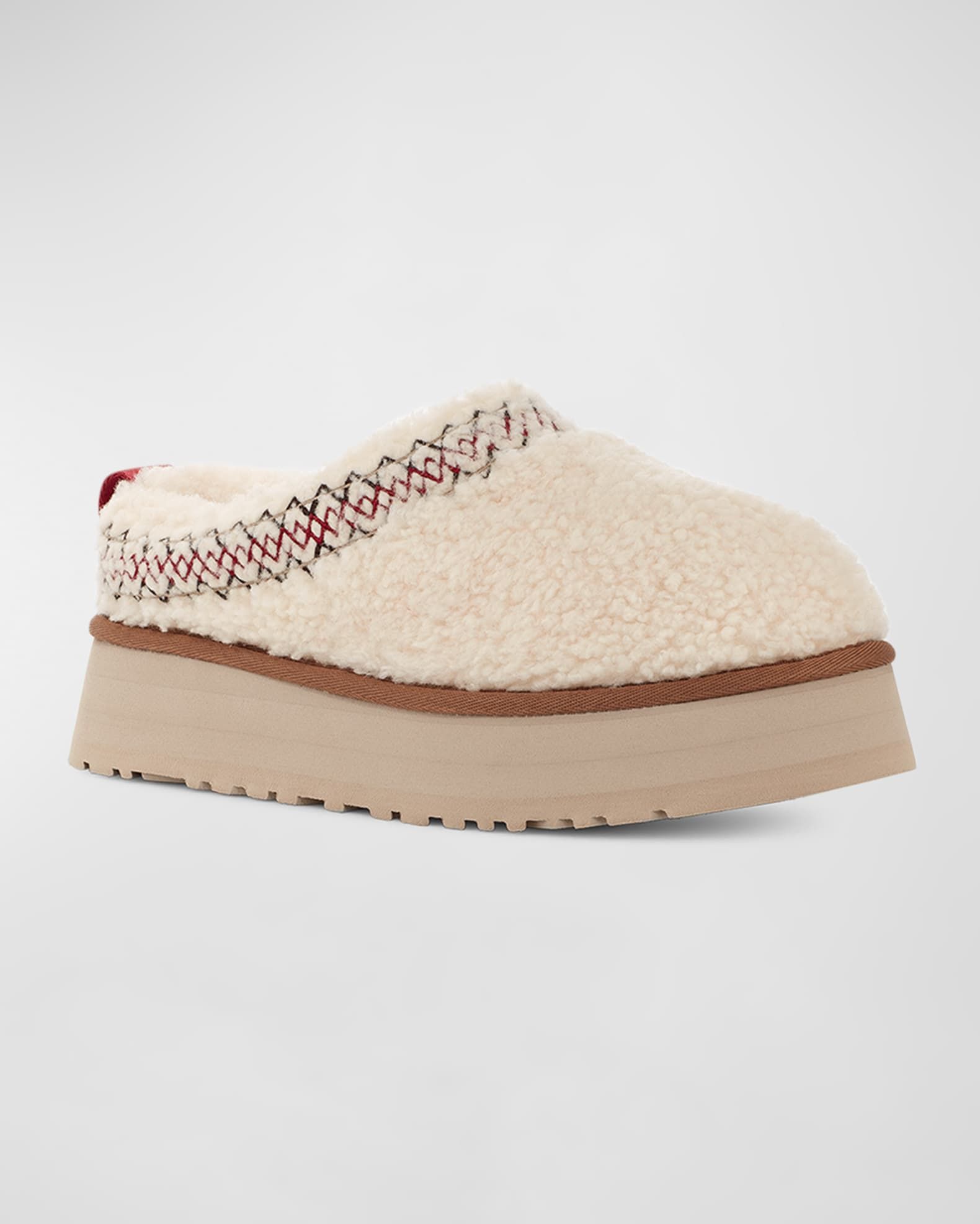 Tazz Shearling Braided Flatform Slippers | Neiman Marcus