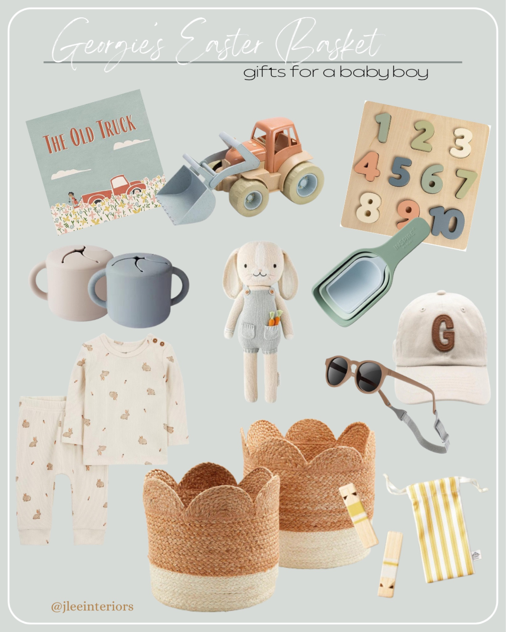 Easter basket and filler for my baby boy! 
#Easter #EasterBasket #EasterBasketIdeas #ToddlerBoyEasterBasket #ToddlerToys #BabyToys #BabyBoyEasterBasket #EasterIdeas #EasterGifts #BabyGifts #NeutralToys #SoftPalate #Spring #EasterPajamas #NumberPuzzle #BabyBooks #TrainWhistle #CuddleAndKind #mushieSnackTrap #MonogramHat #BabySunglasses #Carter’s 

#LTKkids #LTKSeasonal #LTKbaby