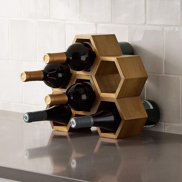 Acacia Honeycomb Wine Rack Set of 2 | The Container Store