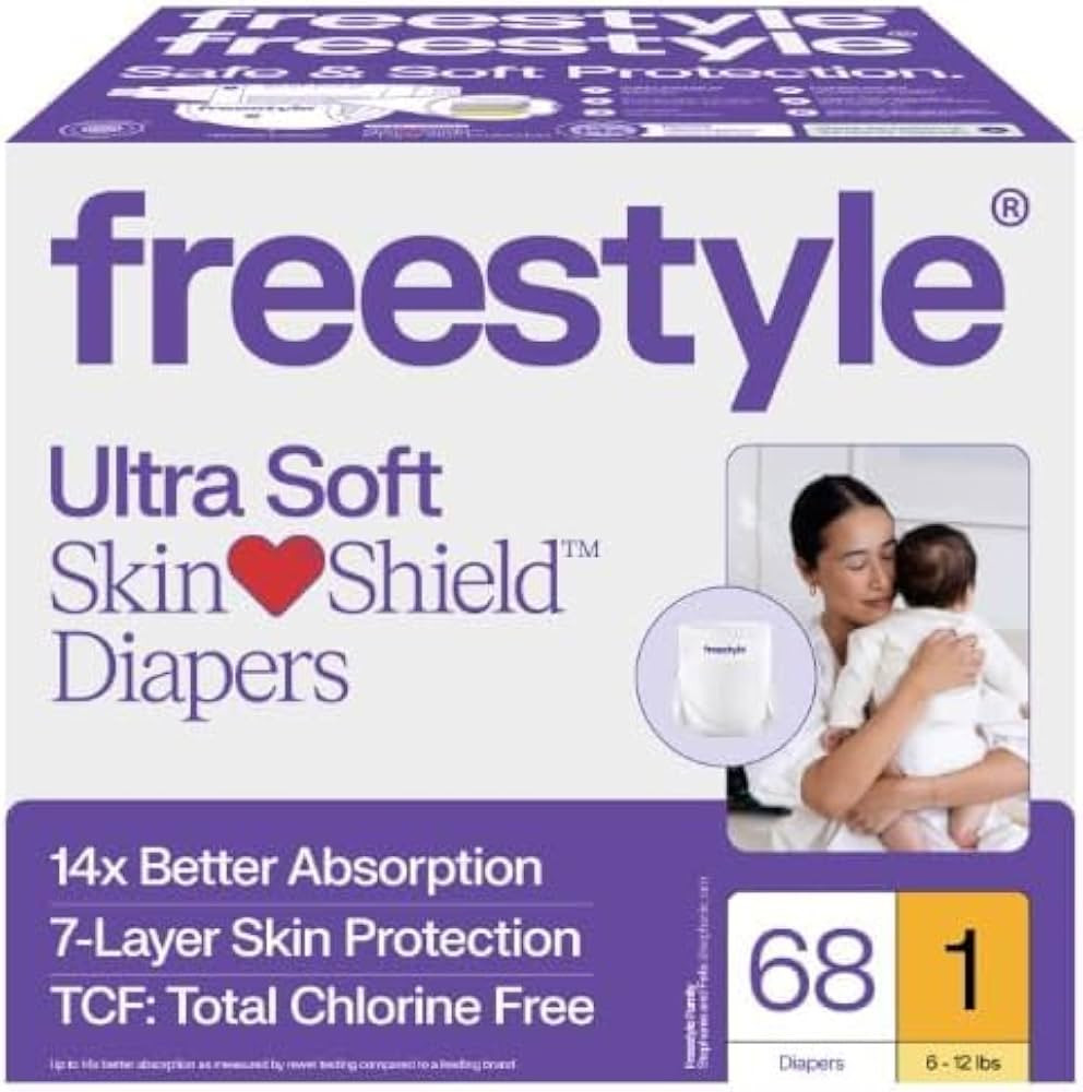 Free-Style Ultra Soft SkinShield Diapers, Size 1, 6-12 lbs, 68 Count | Amazon (US)