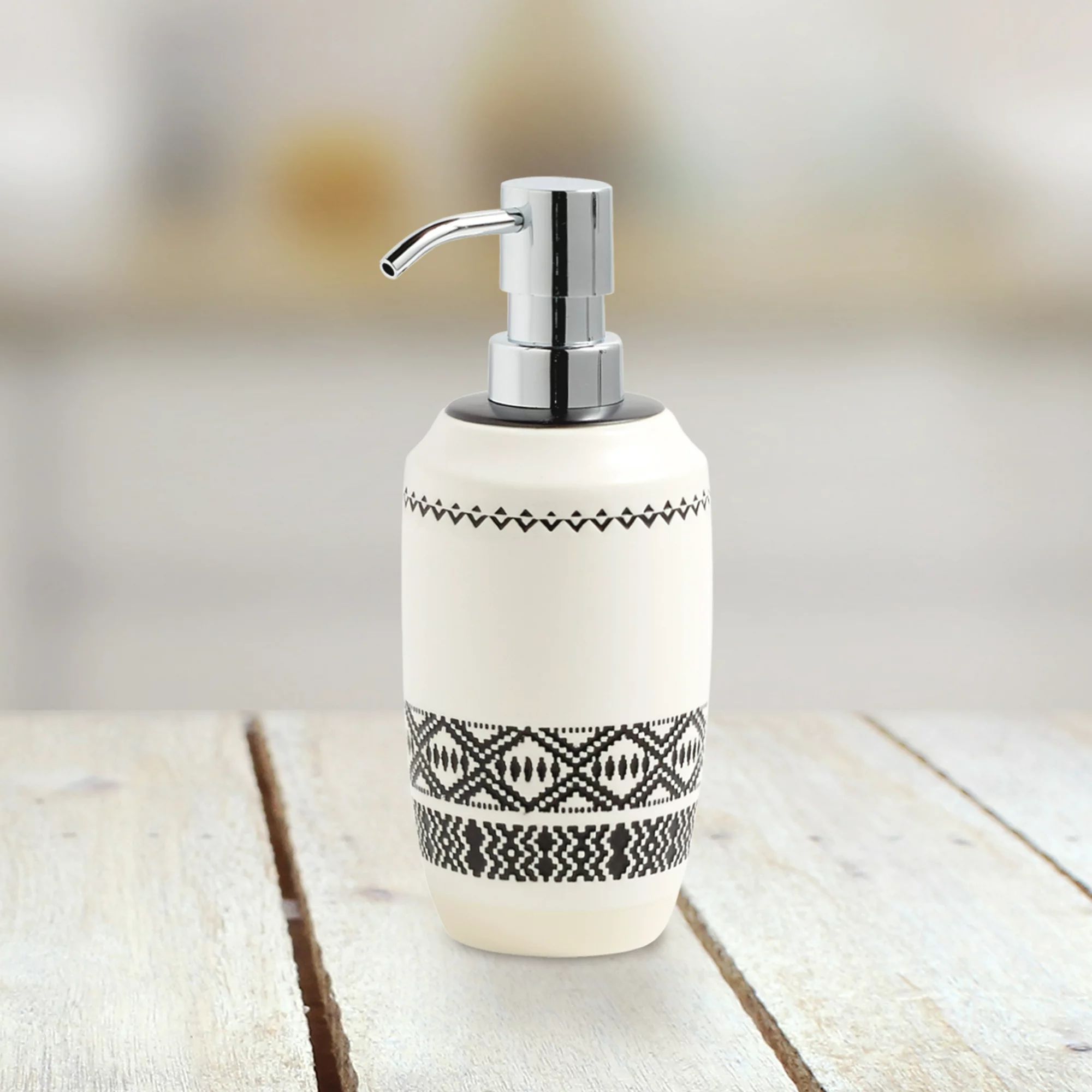 Better Homes & Gardens Boho Chic Ceramic Bathroom Soap Pump, Off-white, Black, 1 Each - Walmart.c... | Walmart (US)