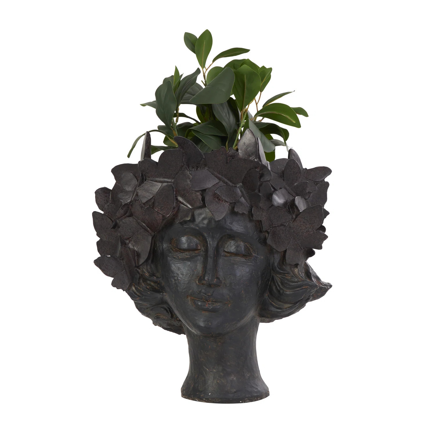 Bungalow Rose Resin Head Woman Figurine With Wide Opening And Butterfly Accents | Wayfair | Wayfair North America