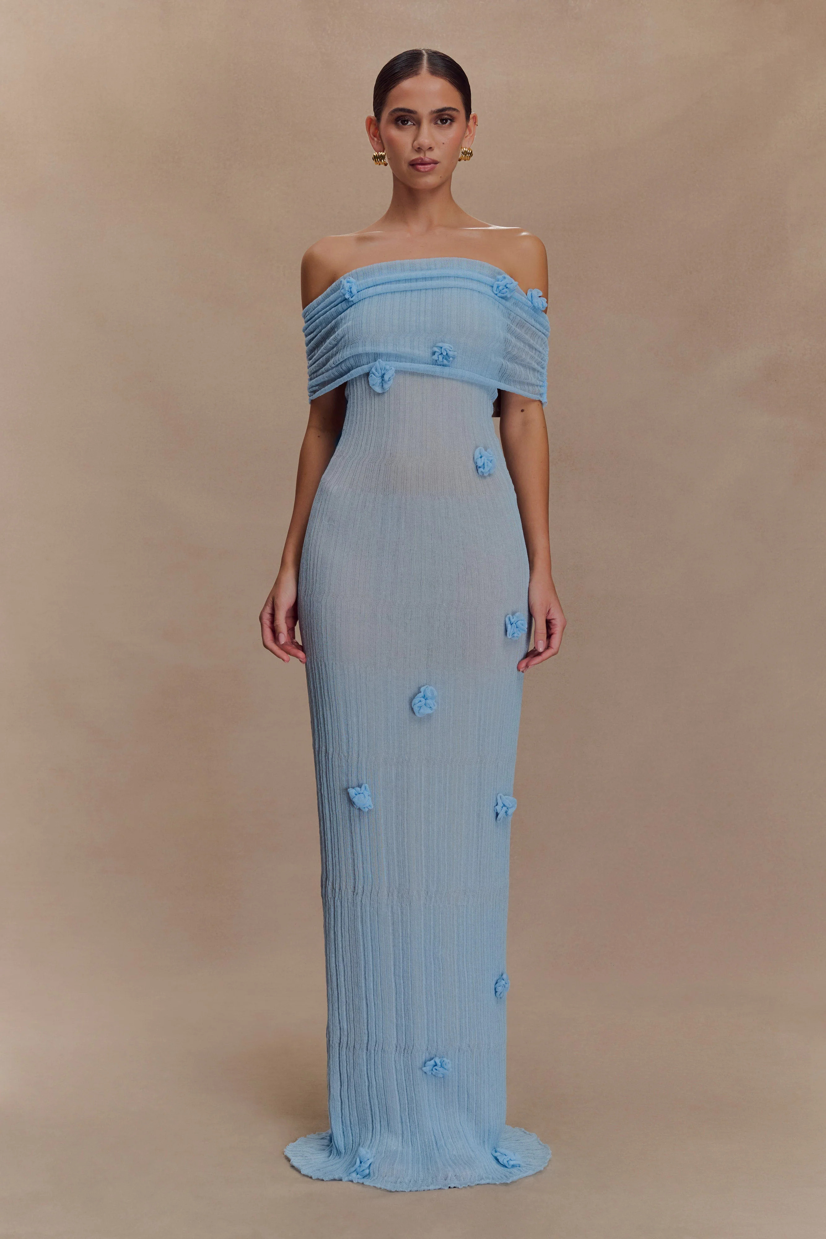 Orchid Knit Maxi Dress - Baby Blue | MESHKI US