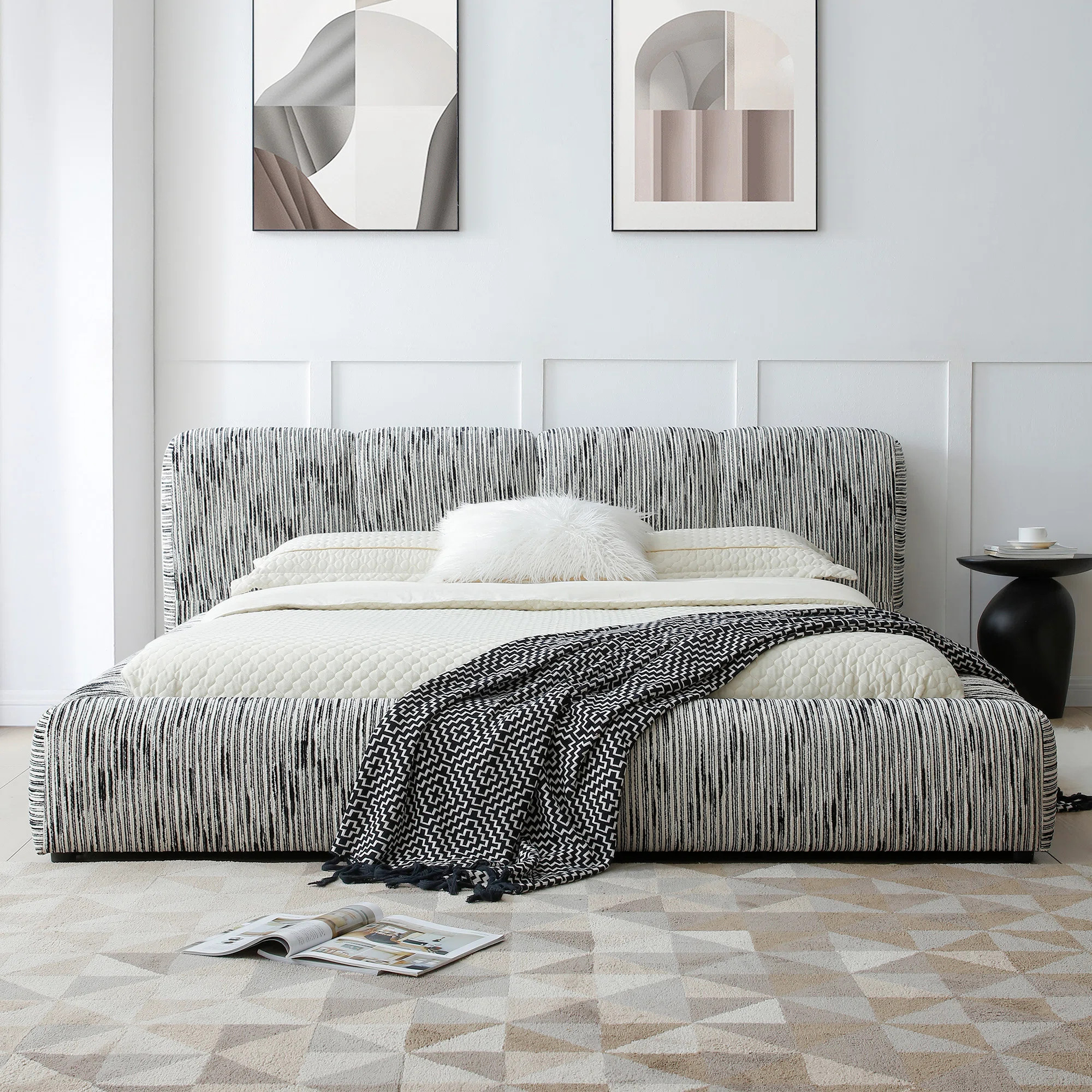 Sienna Upholstered Platform King Bed – Low Profile With Padded Headboard. | Wayfair North America