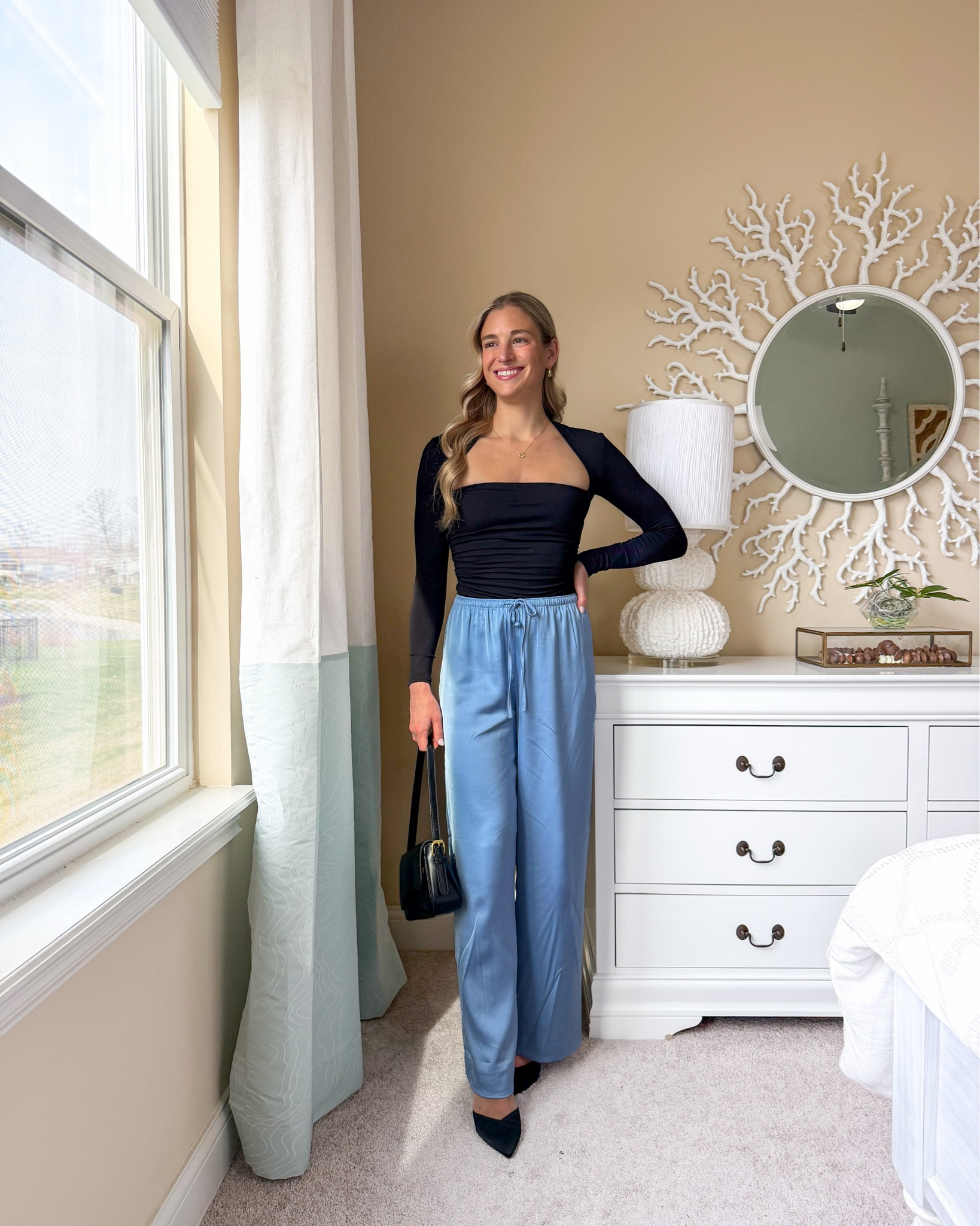 Abercormbie Sale!! Use code SPRINGAF for an additional 15% off! These satin pants are perfect for spring date nights and vacation! Xs regular TTS! Black top Xs tts 
🩵🩵🩵🩵🩵🩵🩵🩵🩵🩵🩵
Abercrombie outfits. Spring outfits 2026. Vacation outfits beach. Beach vacation outfits. Date night outfits. Wide leg pants. Work outfits women. Business casual women. Business casual outfits women. Wide leg trousers. Work pants. Work trousers. Satin trousers. 

#LTKWorkwear #LTKSaleAlert #LTKootd