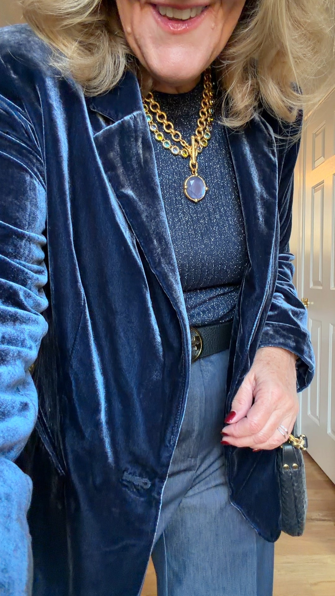 @loft tuxedo jeans size 8 petite 
Shimmer sweater size medium 
Velvet blazer size medium petite 
Splurge reversible belt so worth it. 
Julie Vos new tanzanite. Also linking some of her sale pieces. Gifts for mom 
Slingbacks size up 1/2 

#LTKHoliday #LTKOver40 #LTKPetite


#LTKGiftGuide