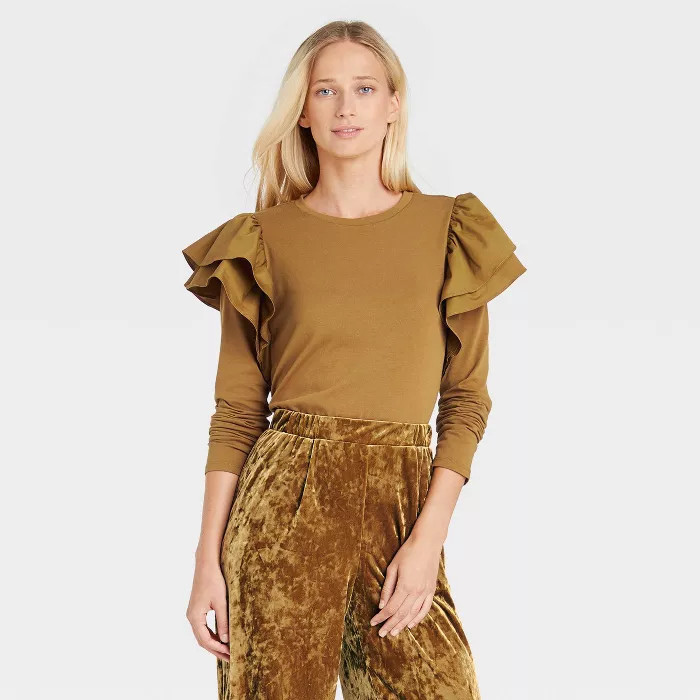 Women's Ruffle Long Sleeve Knit Top - Who What Wear™ | Target