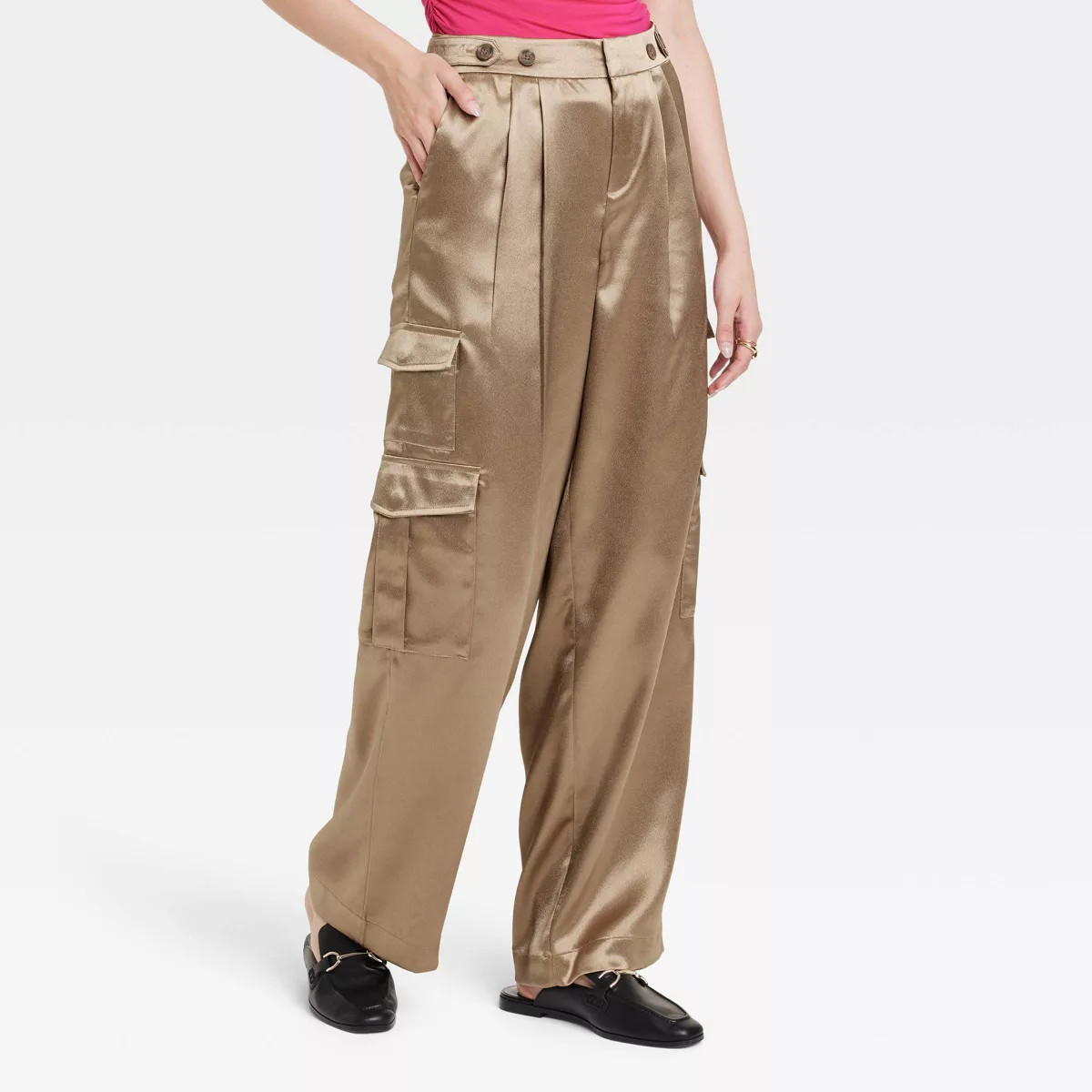 Women's High-Rise Satin Cargo Pants - A New Day™ Brown 4 | Target