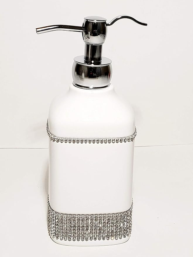 Bella Lux Luxury Rhinestone Soap Dispenser Free Standing Counter Top Ceramic Bathroom Rhinestone ... | Amazon (US)