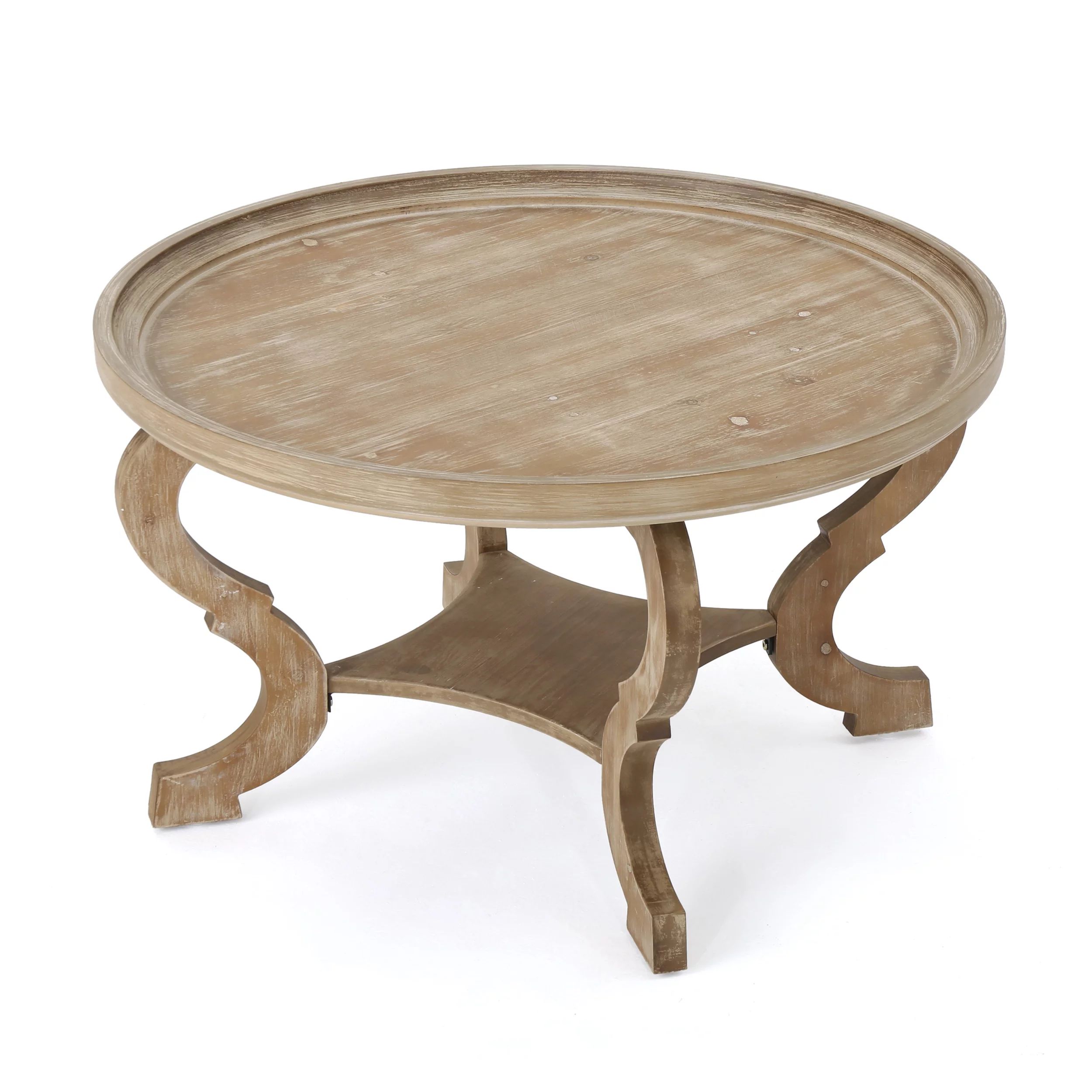 GDF Studio Isabella Traditional Faux Wood Circular Coffee Table, Weathered Natural | Walmart (US)