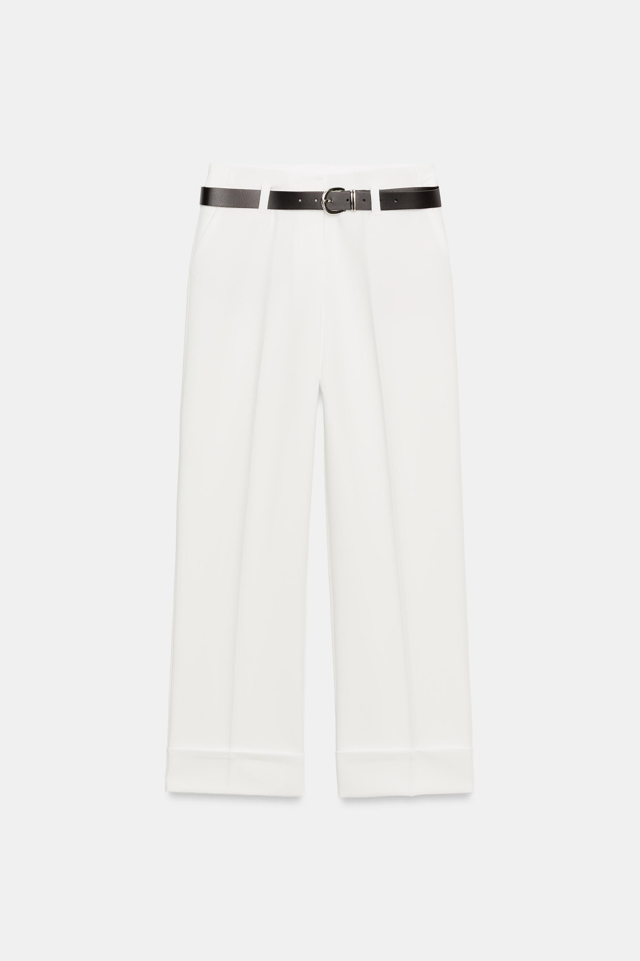Mid-rise pants with front pockets and back false welt pockets. Straight leg with a cuffed hem. Fr... | Zara US