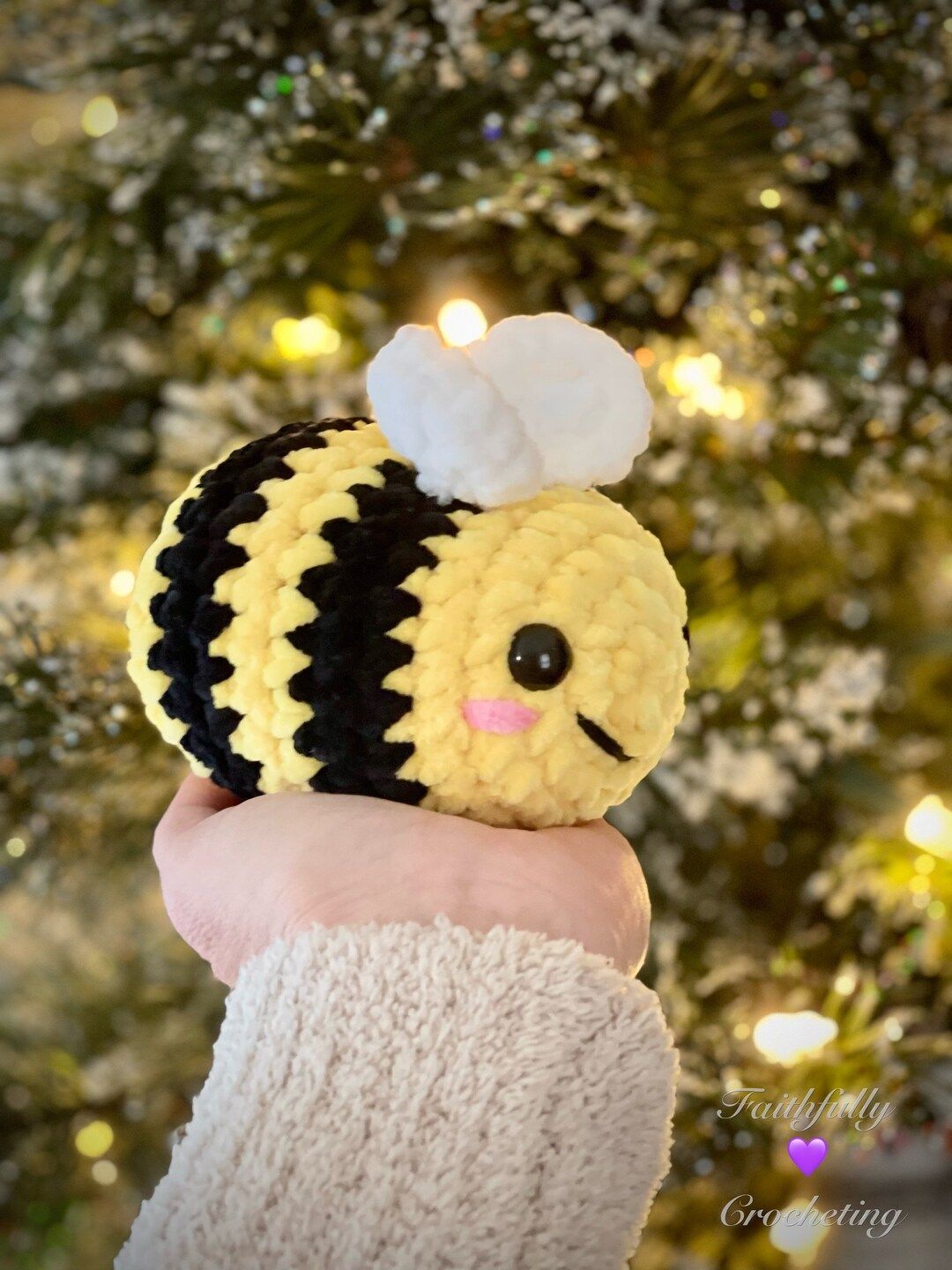 Crocheted bee, chenille happy bee, ready to ship, bee amigurumi, plushie bee | Etsy (US)