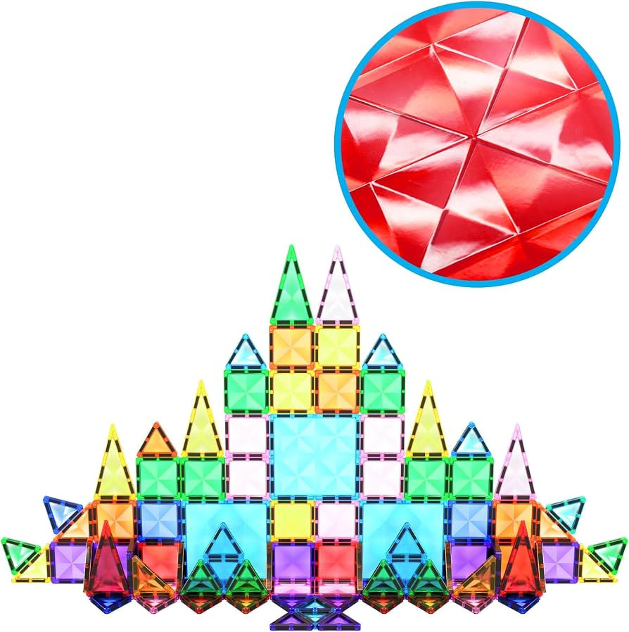 PicassoTiles 100 Pieces Magnetic Tiles Building Blocks Mini Size Diamond Series Magnet Toys Trave... | Amazon (US)