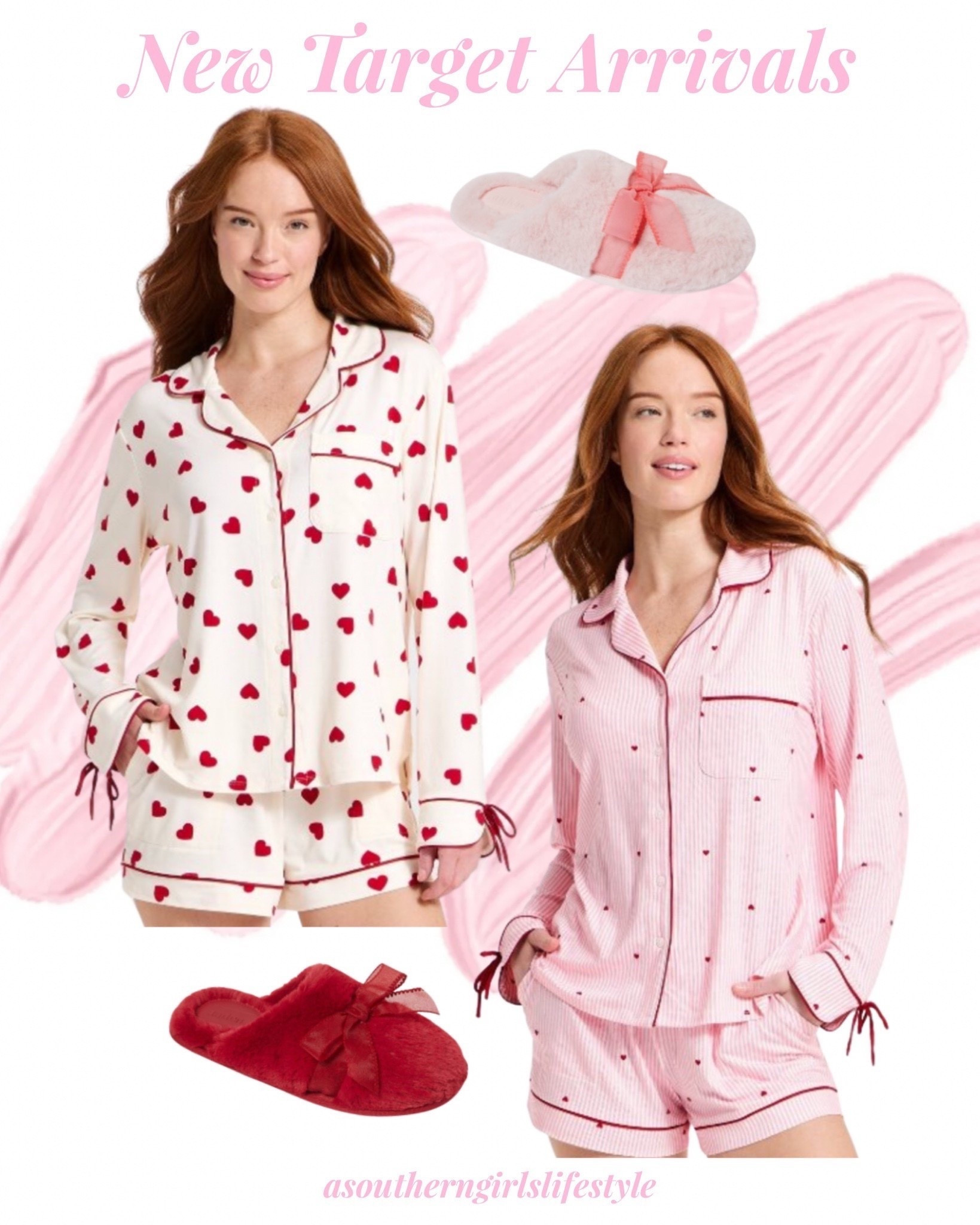 New Target Heart Pajamas & Bow Slippers! Love the bow on the sleeve cuff & the pipping! They coordinate sweetly with the cozy bow slippers! 

Jersey Long Sleeve Notch Collar Shirt & Shorts Pajama Set & Bow Scuff Slippers in Pink & Red 

Valentines. Valentine’s Day. Winter Women’s Outfits

#LTKFindsUnder50 #LTKSeasonal #LTKPetite