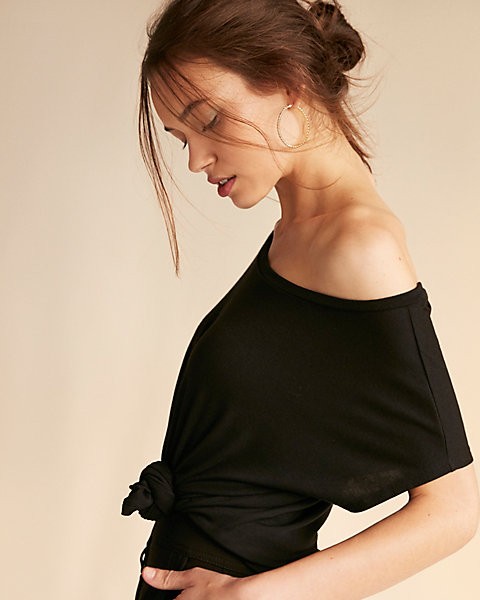 express one eleven off the shoulder london tee | Express