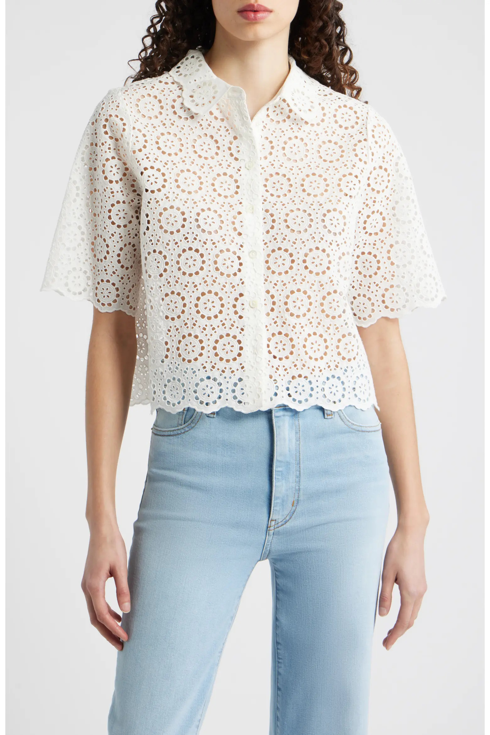 The Petal Eyelet Crop Shirt (Women) | Nordstrom | Nordstrom