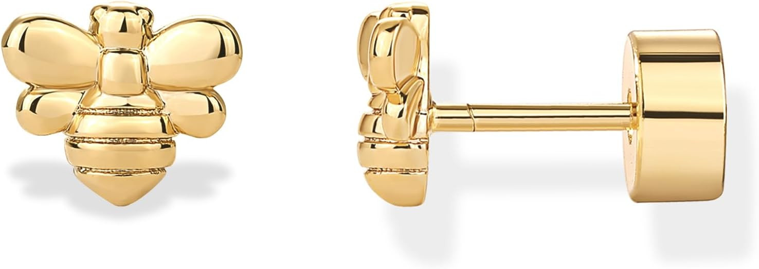 PAVOI 14K Gold Plated Sterling Silver Posts Dainty Emoji Screwback Earrings for Women | Dainty He... | Amazon (US)